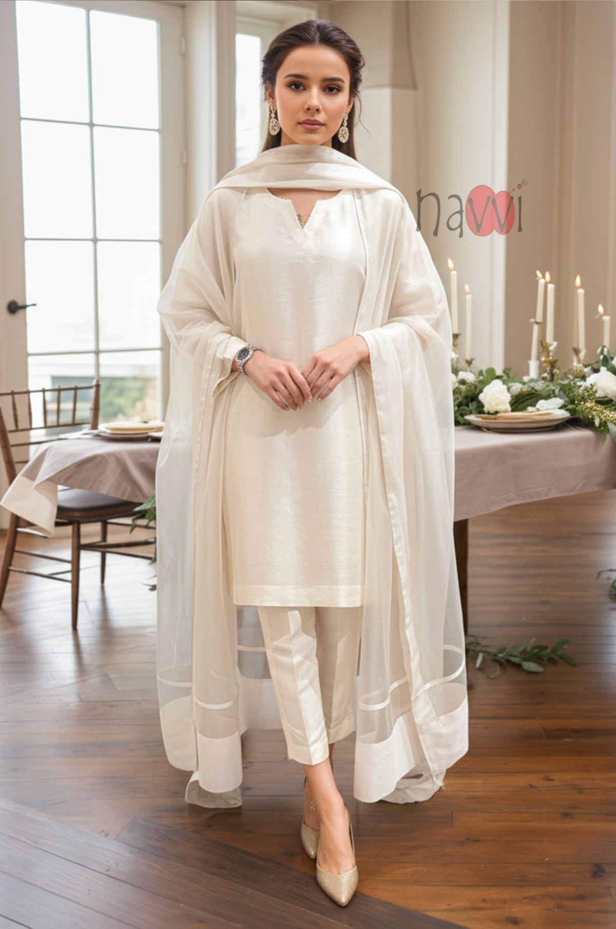 Ethnic Kurta Palazzo Set with Dupatta