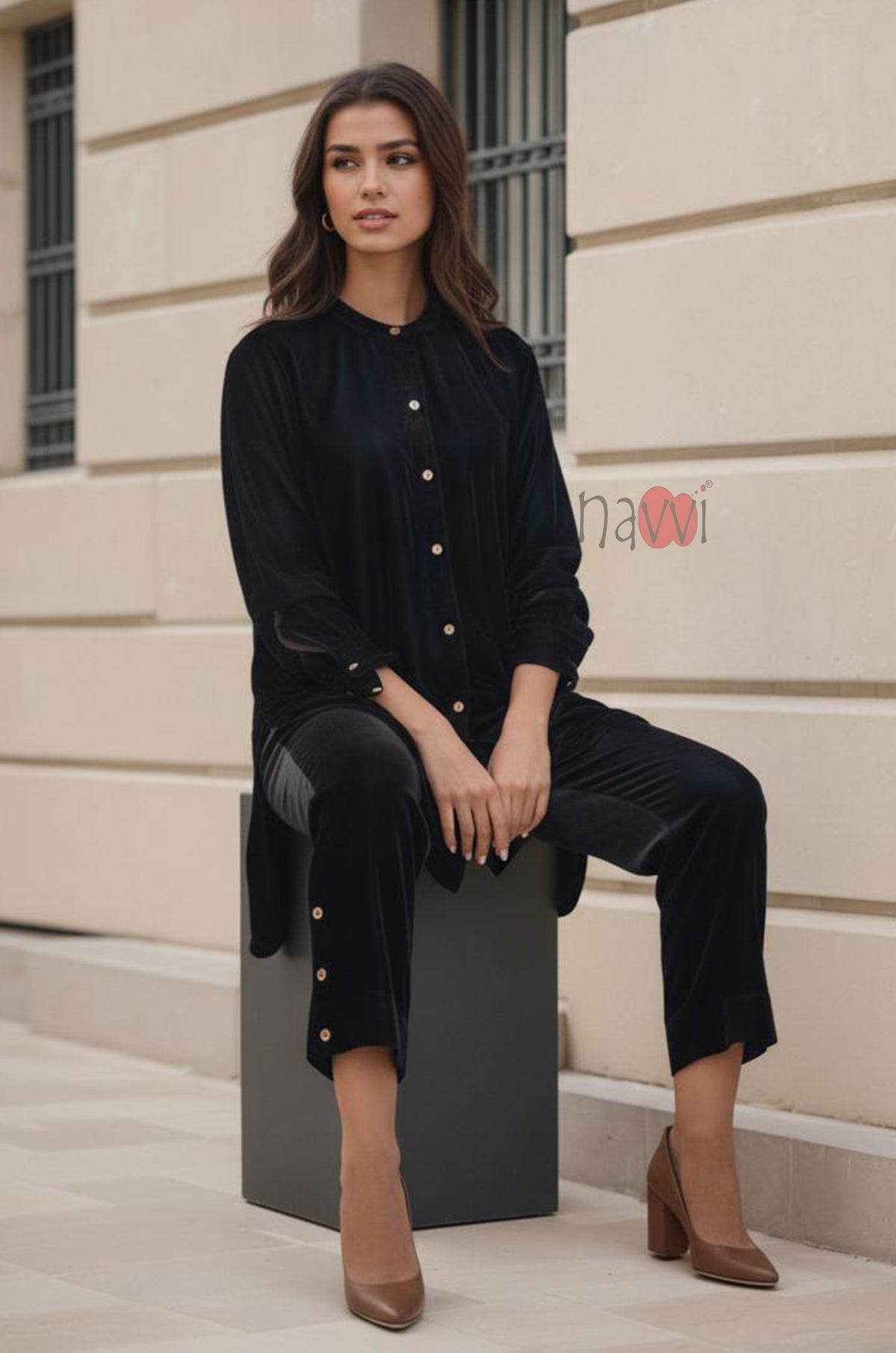 Black Velvery Coord Set