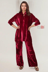 Burgundy Velvet Coord Set