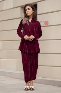 Red Velvet Longline Coord Set