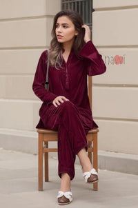 Red Velvet Longline Coord Set