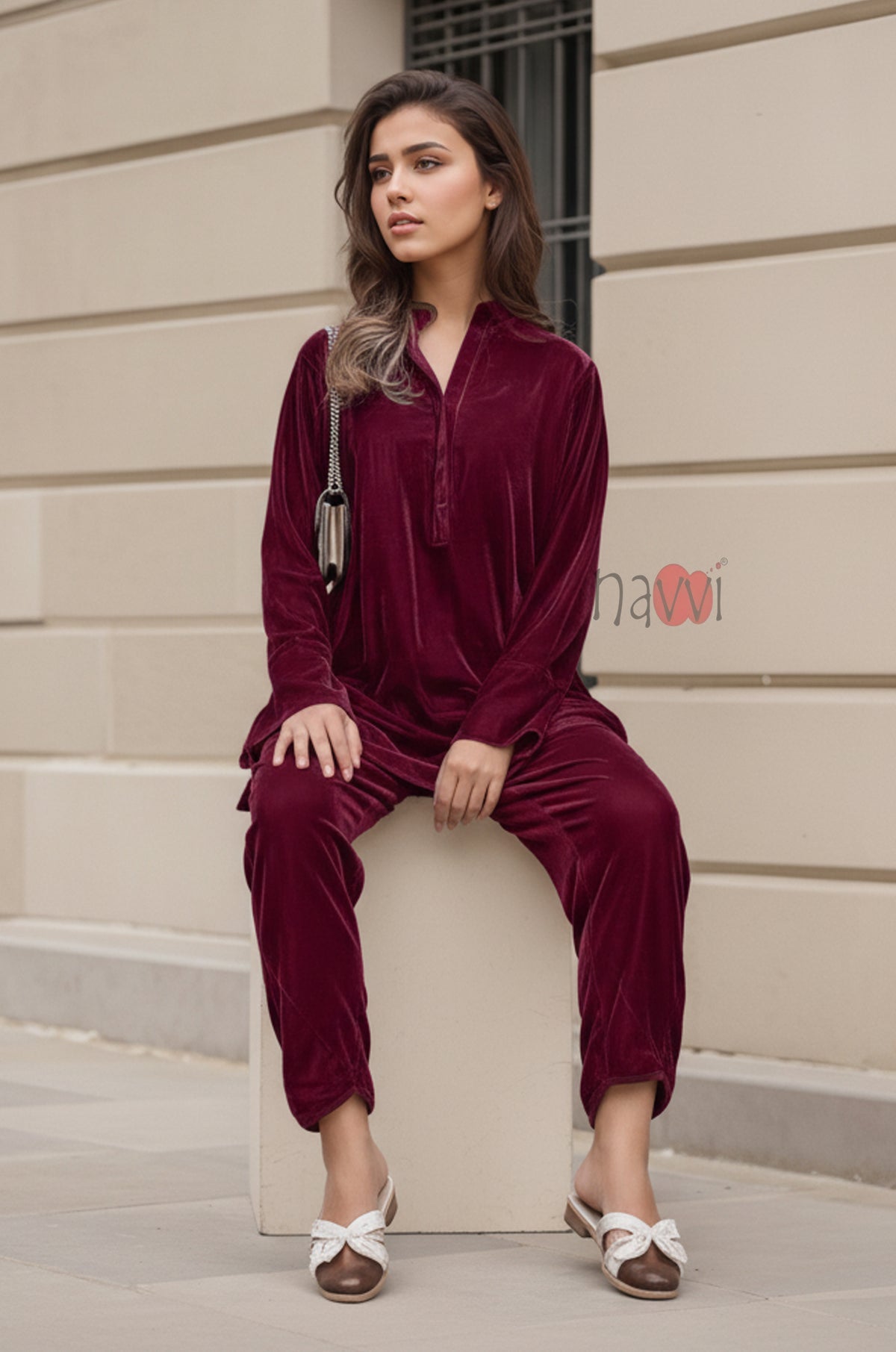 Red Velvet Longline Coord Set