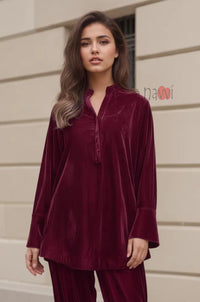 Red Velvet Longline Coord Set