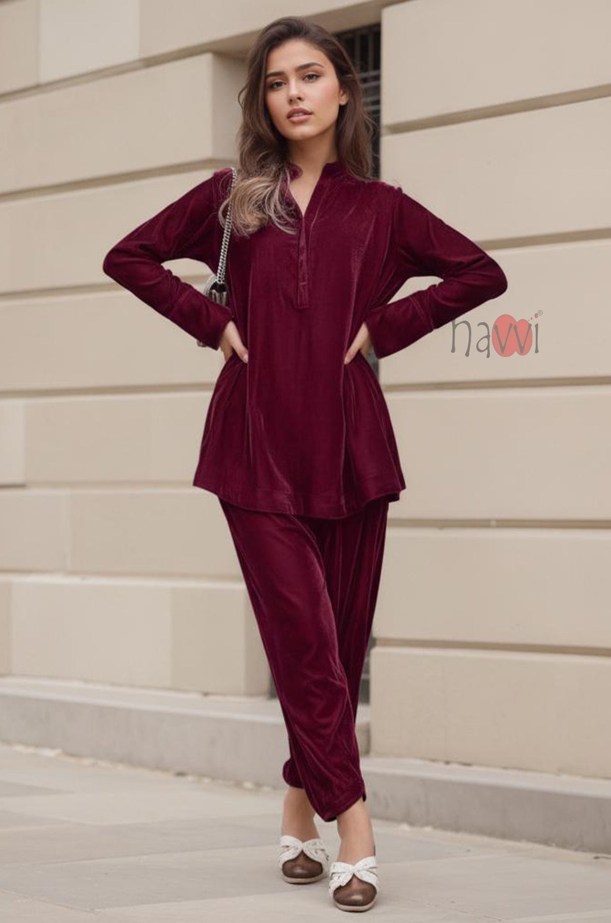 Red Velvet Longline Coord Set