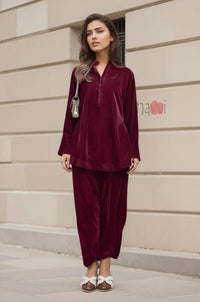 Red Velvet Longline Coord Set
