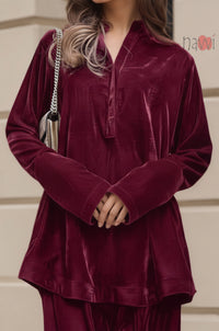 Red Velvet Longline Coord Set