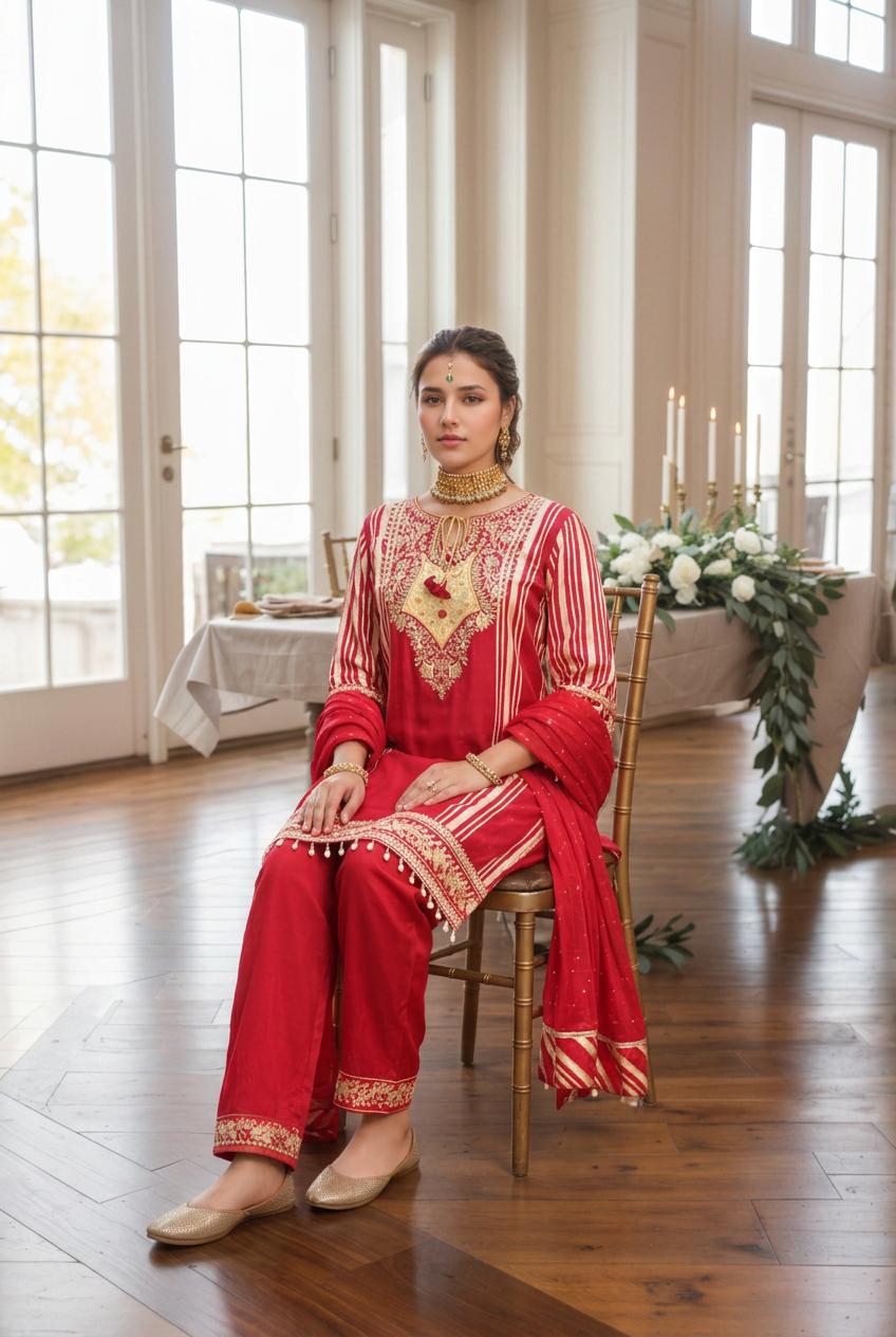 Scarlet Zari Elegance Set