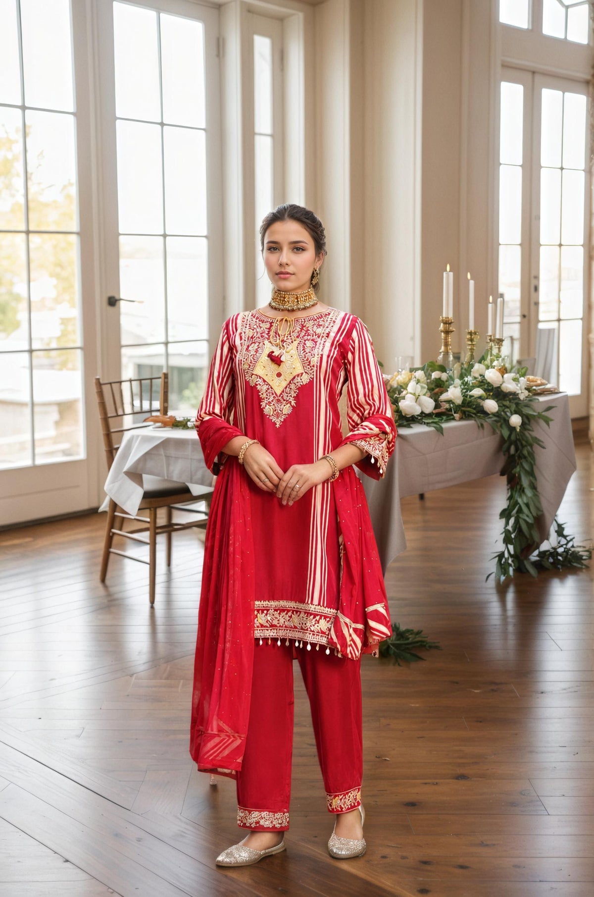 Scarlet Zari Elegance Set