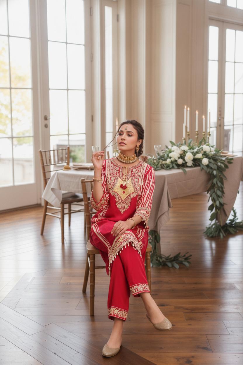 Scarlet Zari Elegance Set