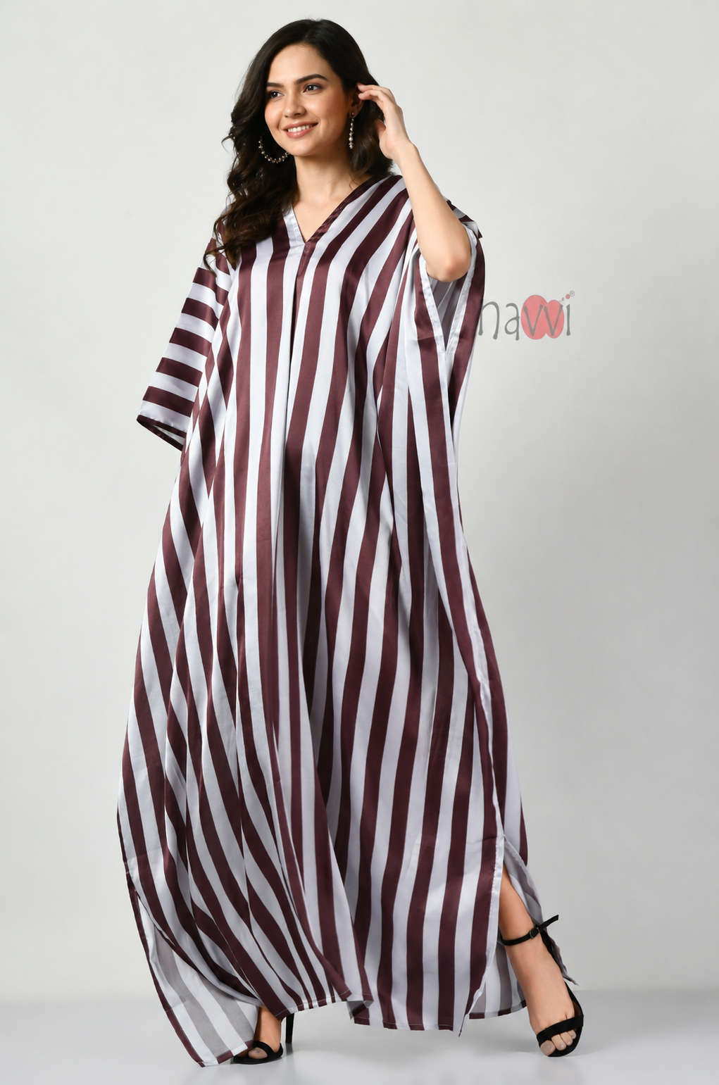 Stripes Slit Kaftan Dress