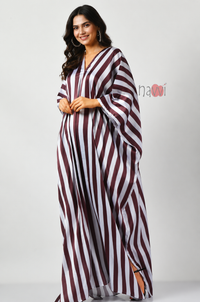 Stripes Slit Kaftan Dress