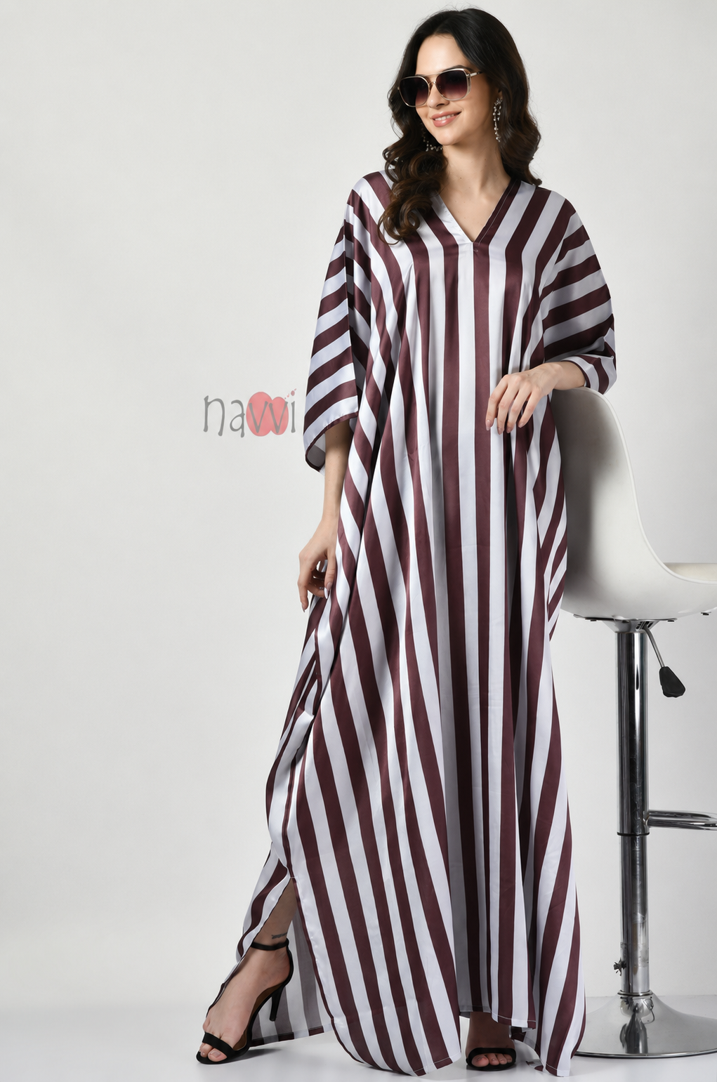 Stripes Slit Kaftan Dress