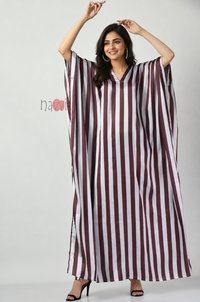 Stripes Slit Kaftan Dress