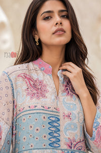 Azure Patchwork Printed Kaftan Dress