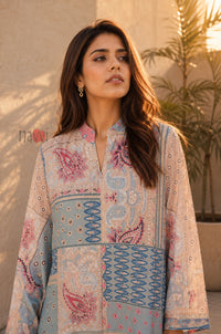 Azure Patchwork Printed Kaftan Dress