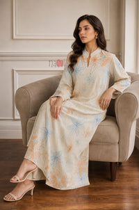 Peach Azure Floral Dream Kaftan Dress