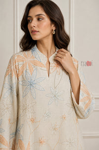Peach Azure Floral Dream Kaftan Dress