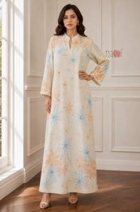 Peach Azure Floral Dream Kaftan Dress
