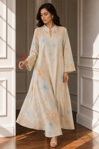 Peach Azure Floral Dream Kaftan Dress