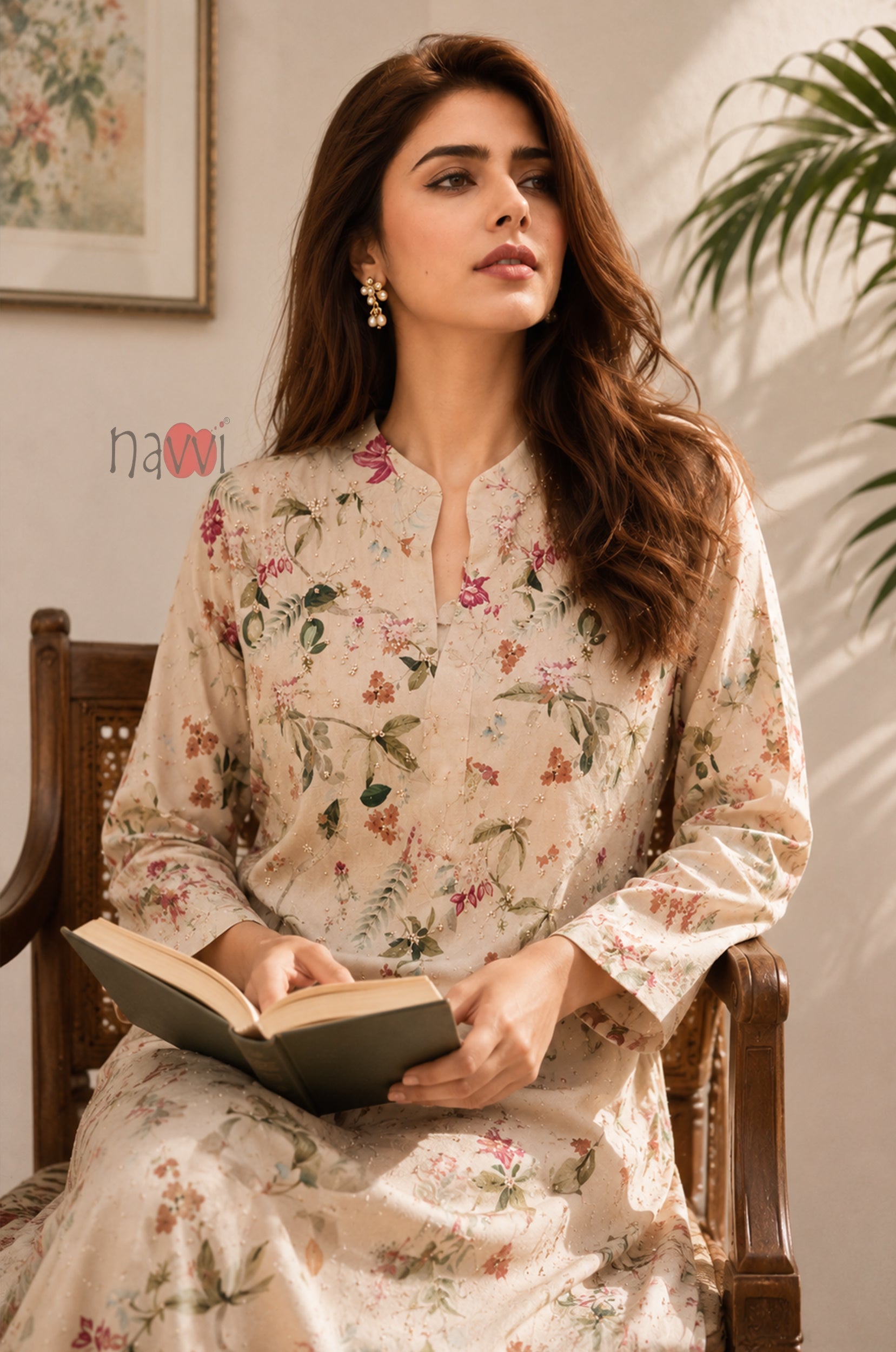 Autumn Meadow Floral Kaftan Dress