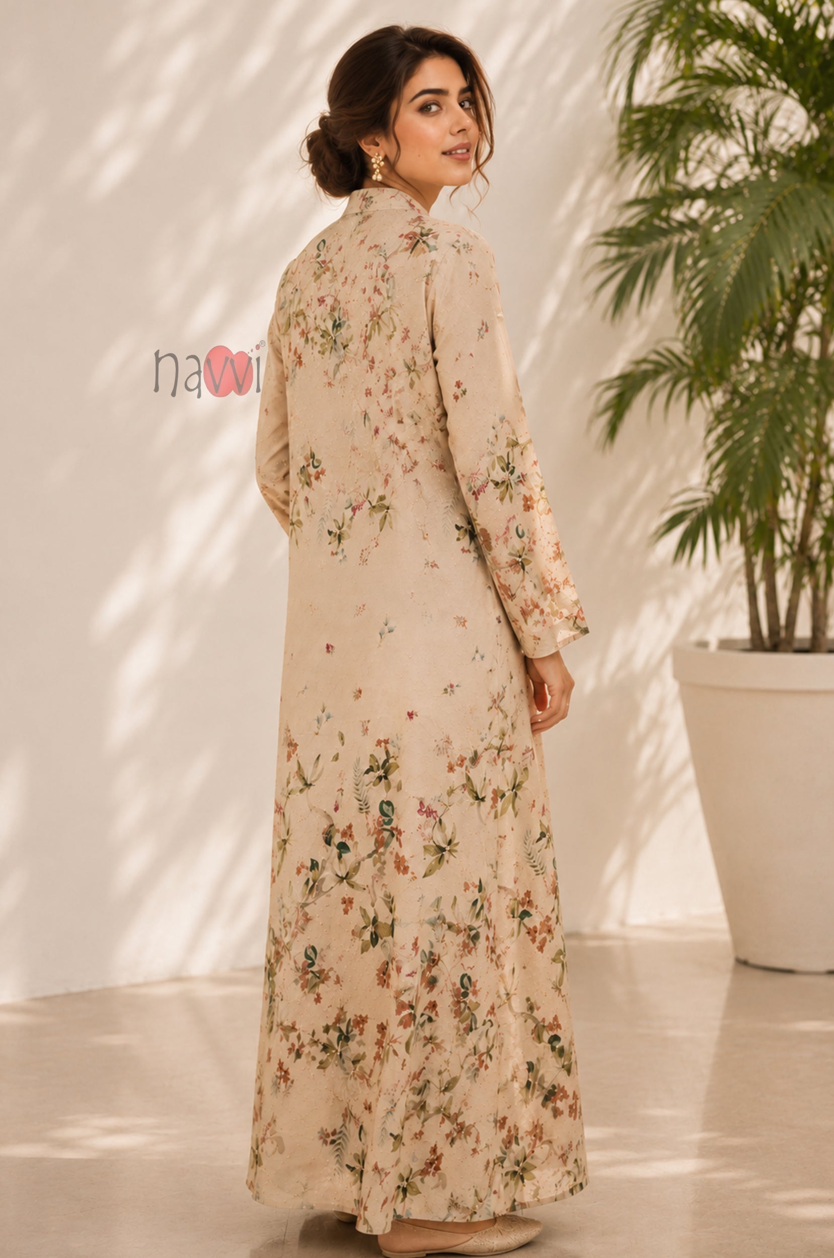 Autumn Meadow Floral Kaftan Dress
