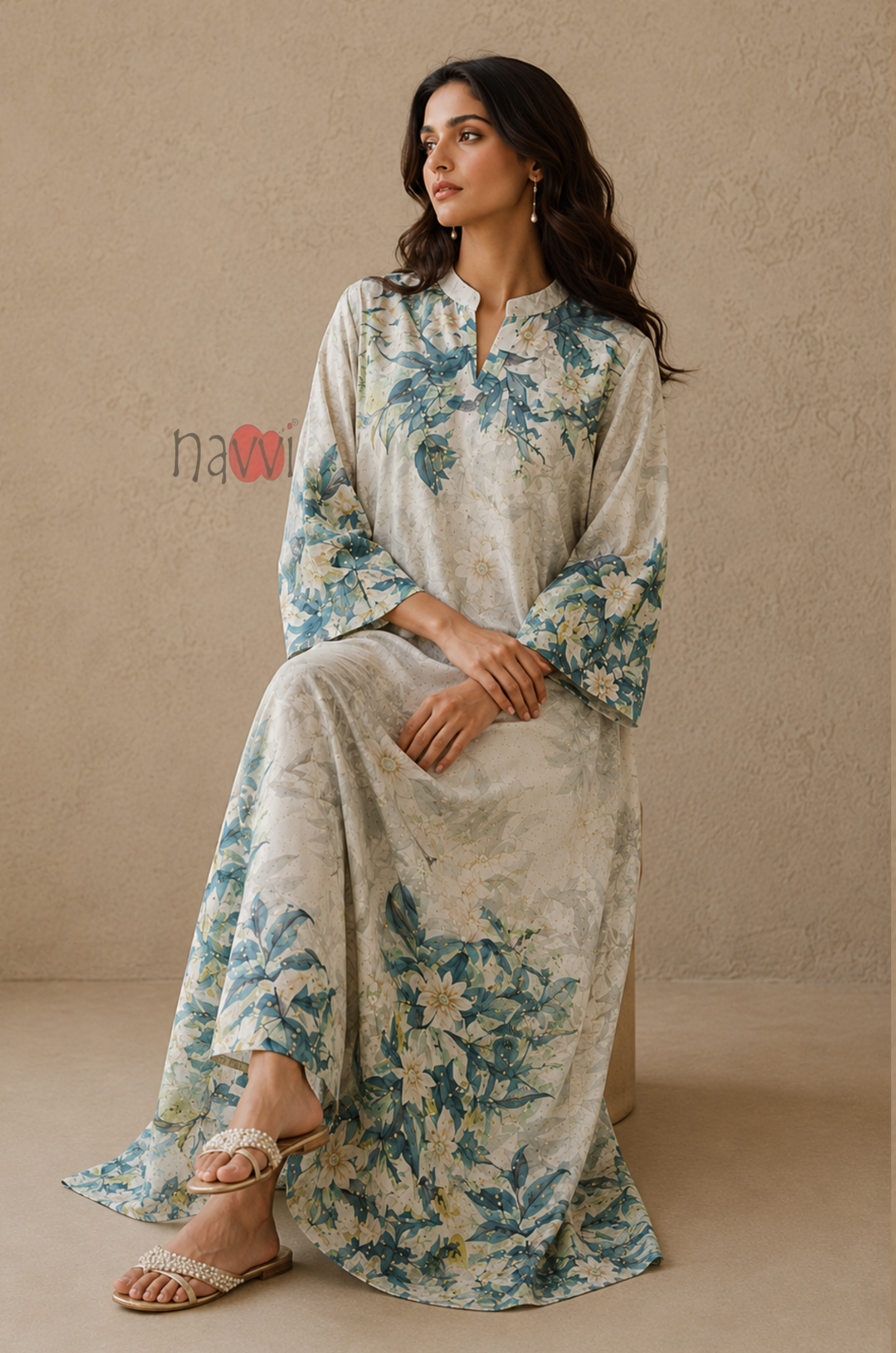 Botanical Bloom Kaftan Dress