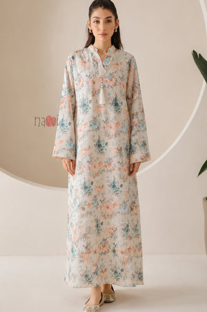 Pastel Blossom Garden Kaftan Dress