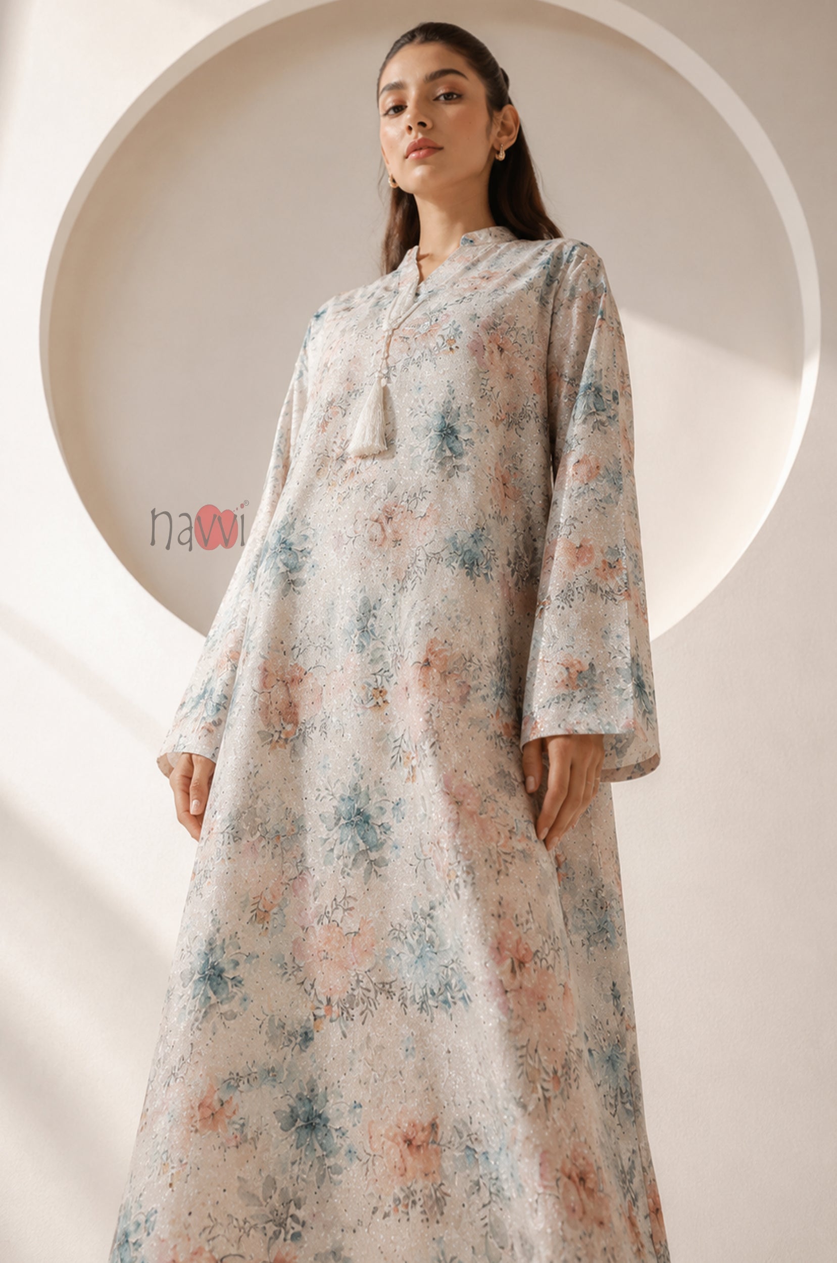 Pastel Blossom Garden Kaftan Dress