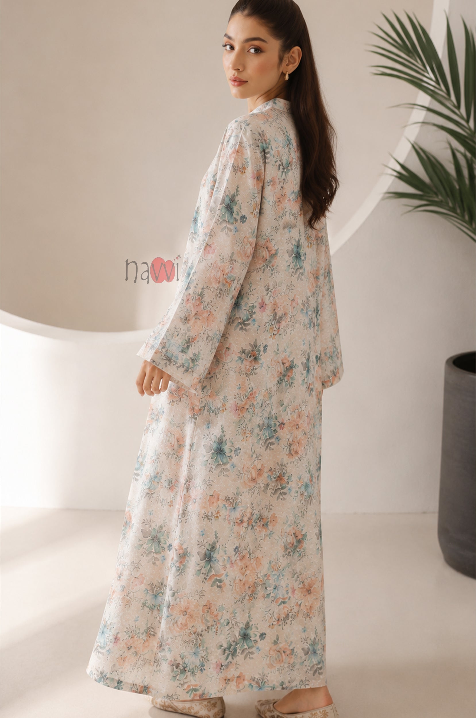 Pastel Blossom Garden Kaftan Dress