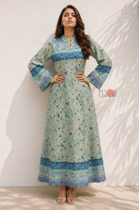 Sage Meadow Border Print Kaftan Dress