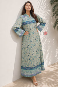Sage Meadow Border Print Kaftan Dress