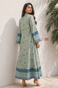 Sage Meadow Border Print Kaftan Dress