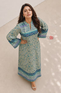 Sage Meadow Border Print Kaftan Dress
