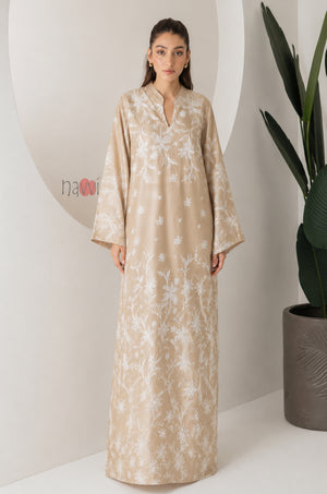 Sand Ivory Botanical Grace Kaftan Dress