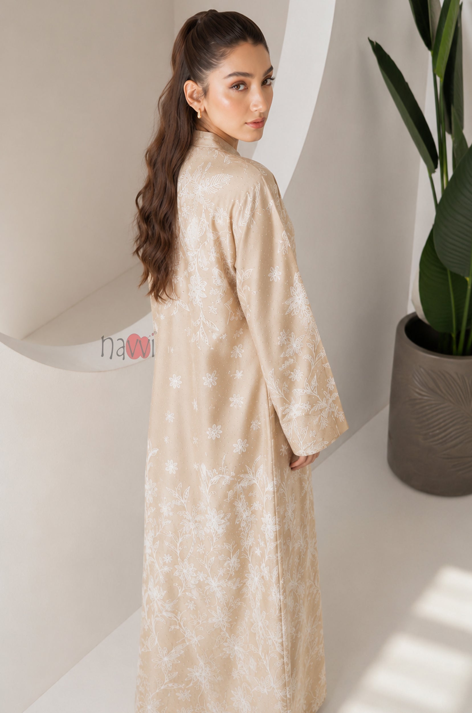Sand Ivory Botanical Grace Kaftan Dress