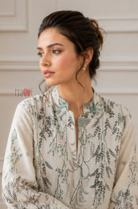 Ivory Whisper Botanical Elegance Kaftan Dress