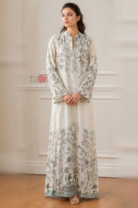 Ivory Whisper Botanical Elegance Kaftan Dress