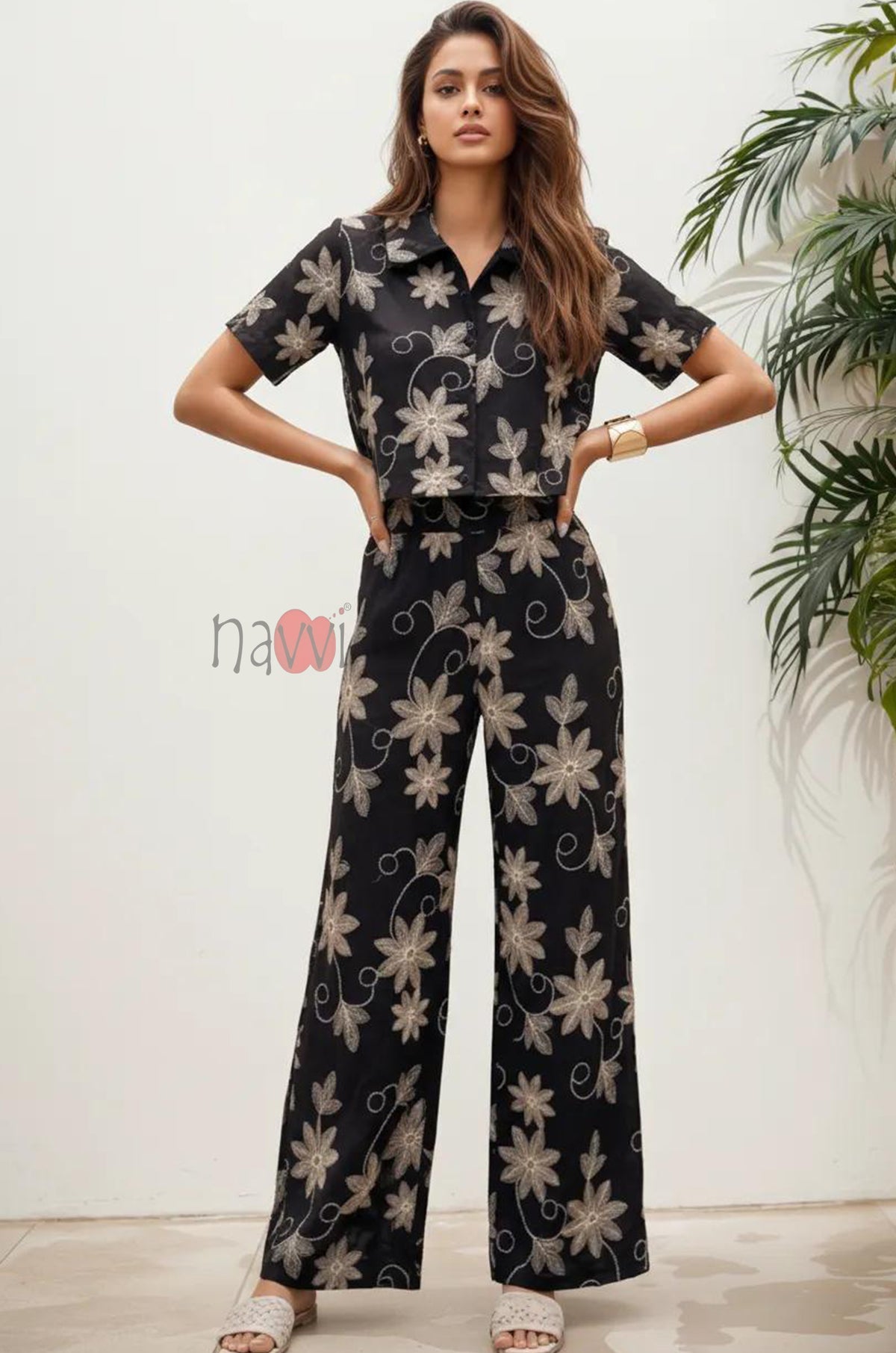 Midnight Bloom Embroidered Top