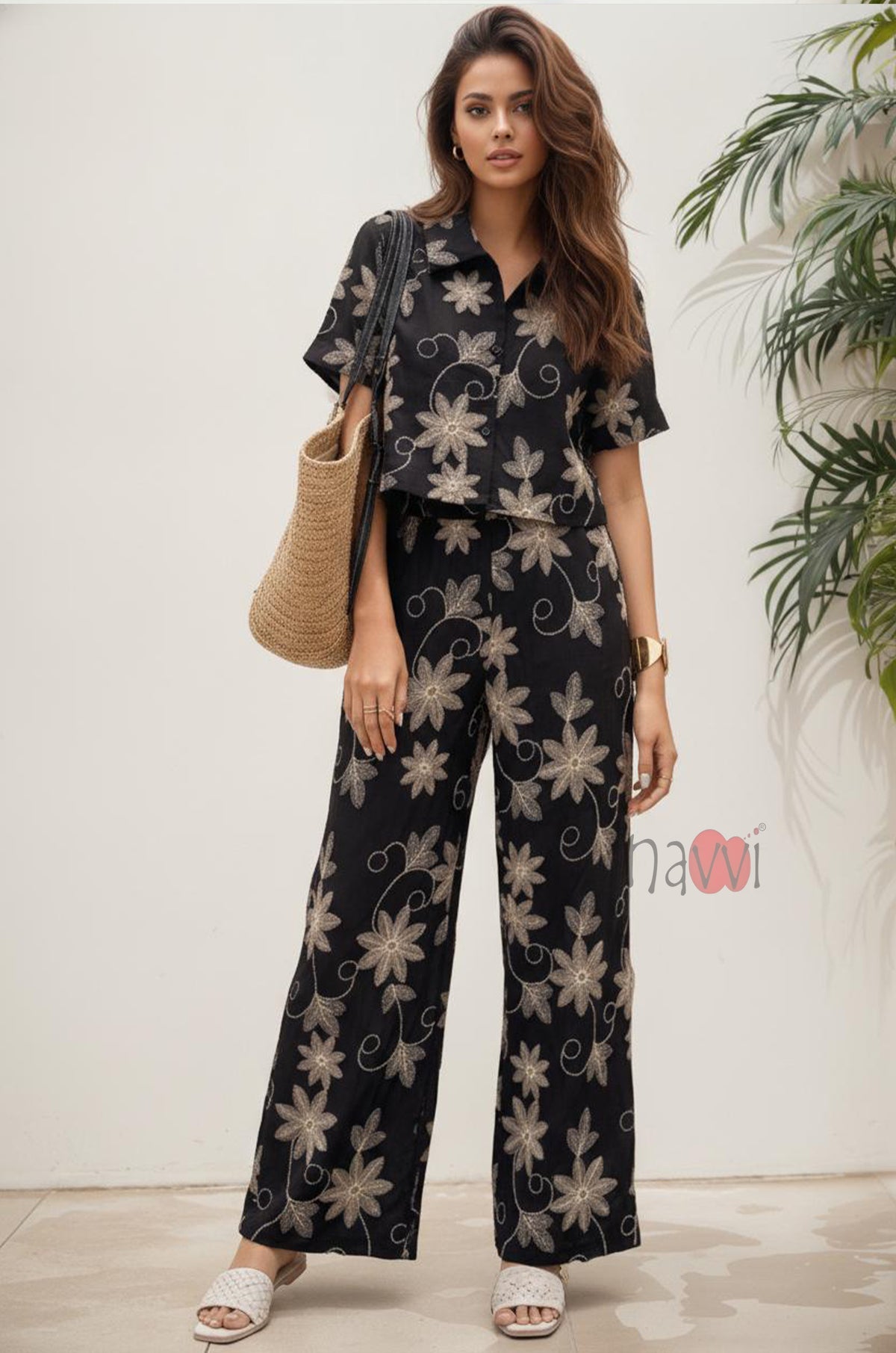 Midnight Bloom Embroidered Top