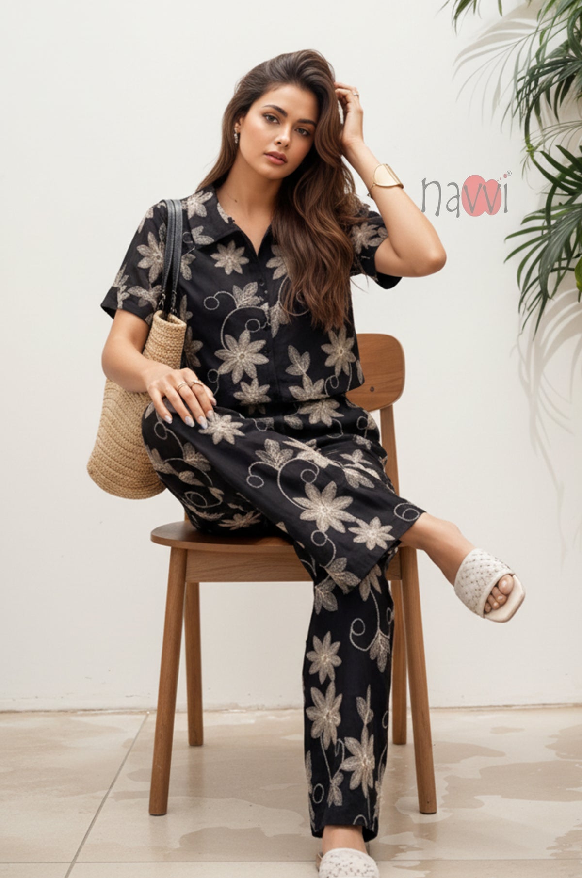 Midnight Bloom Embroidered Top