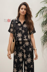 Midnight Bloom Embroidered Top
