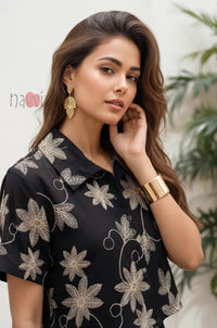Midnight Bloom Embroidered Top