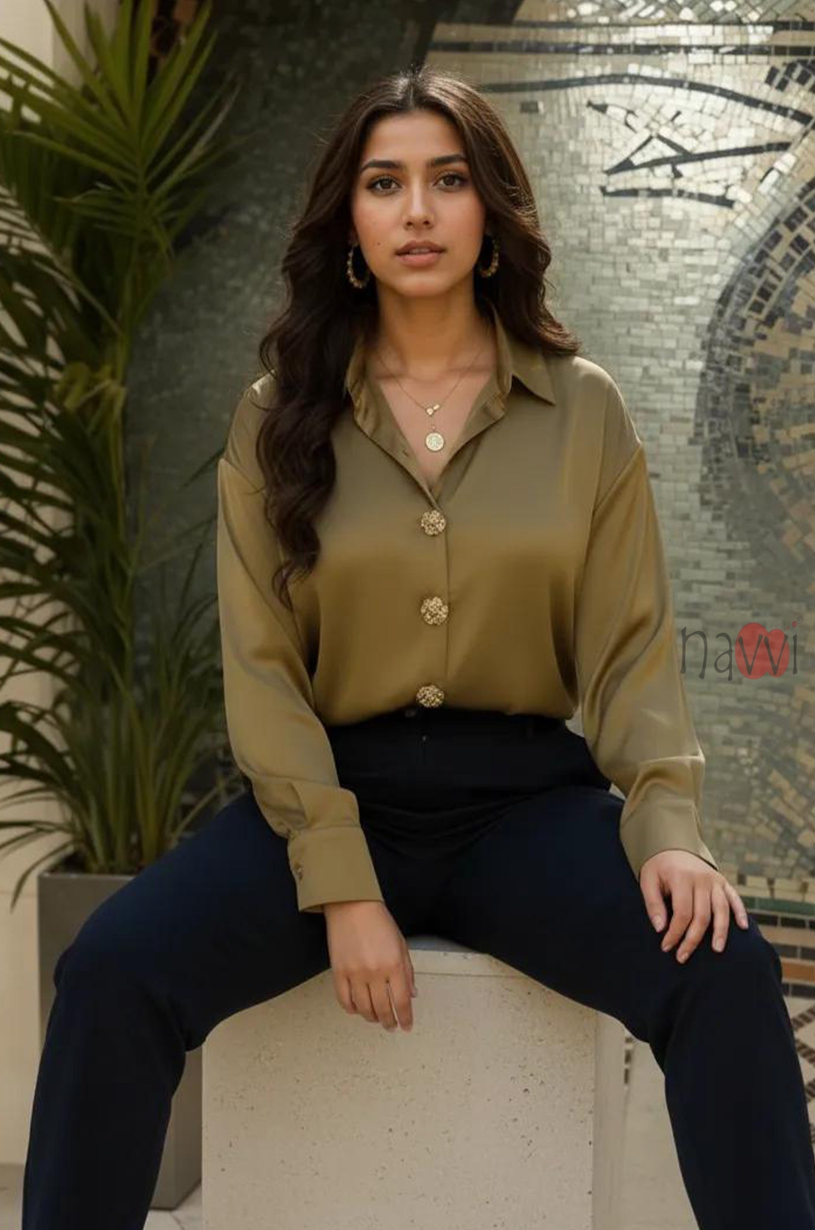 Satin Button Down Shirt