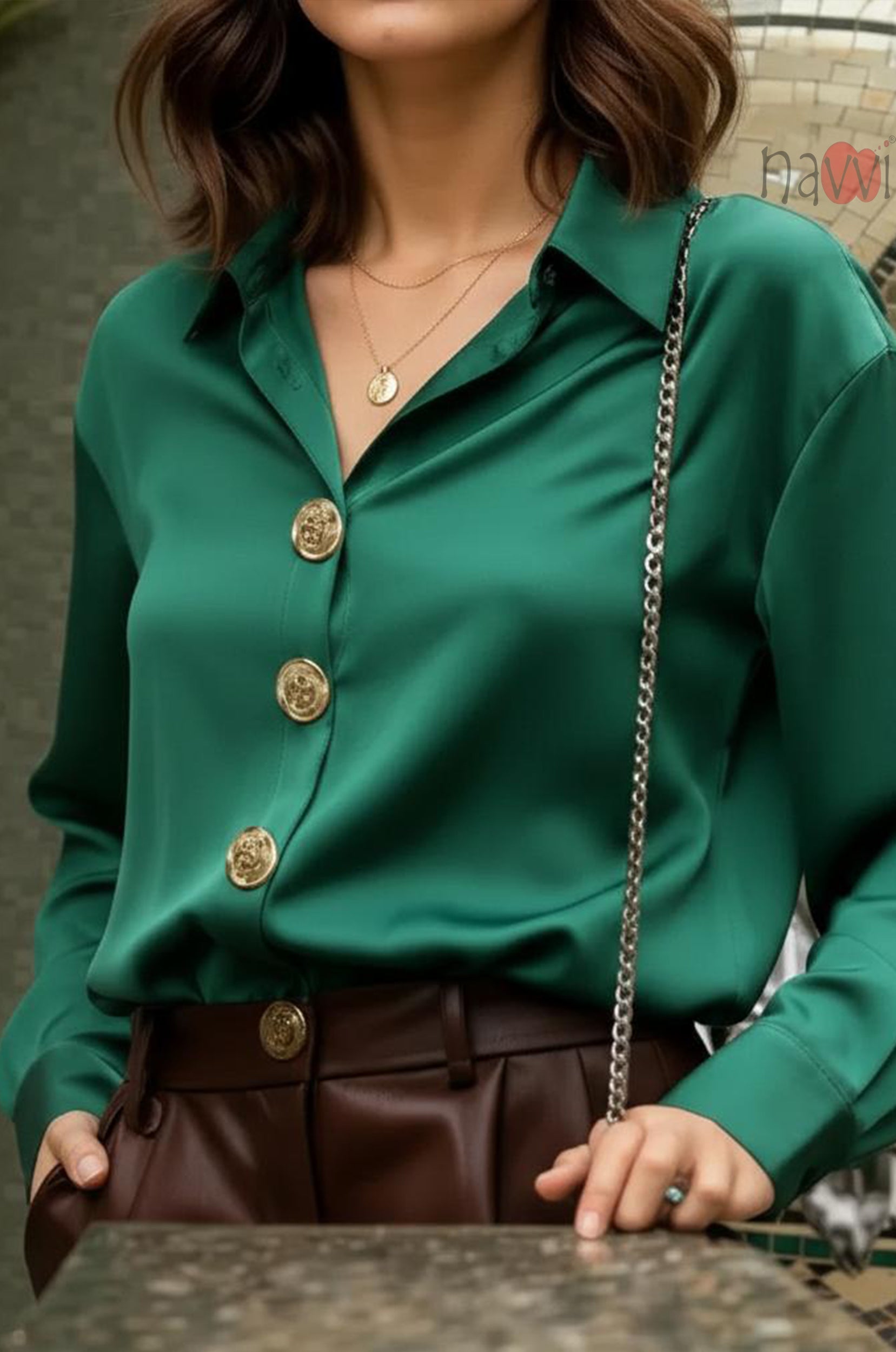 Satin Button Down Shirt