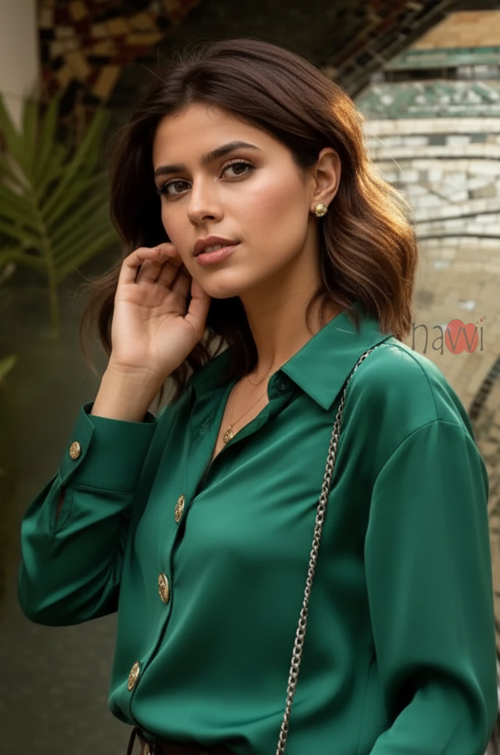 Satin Button Down Shirt
