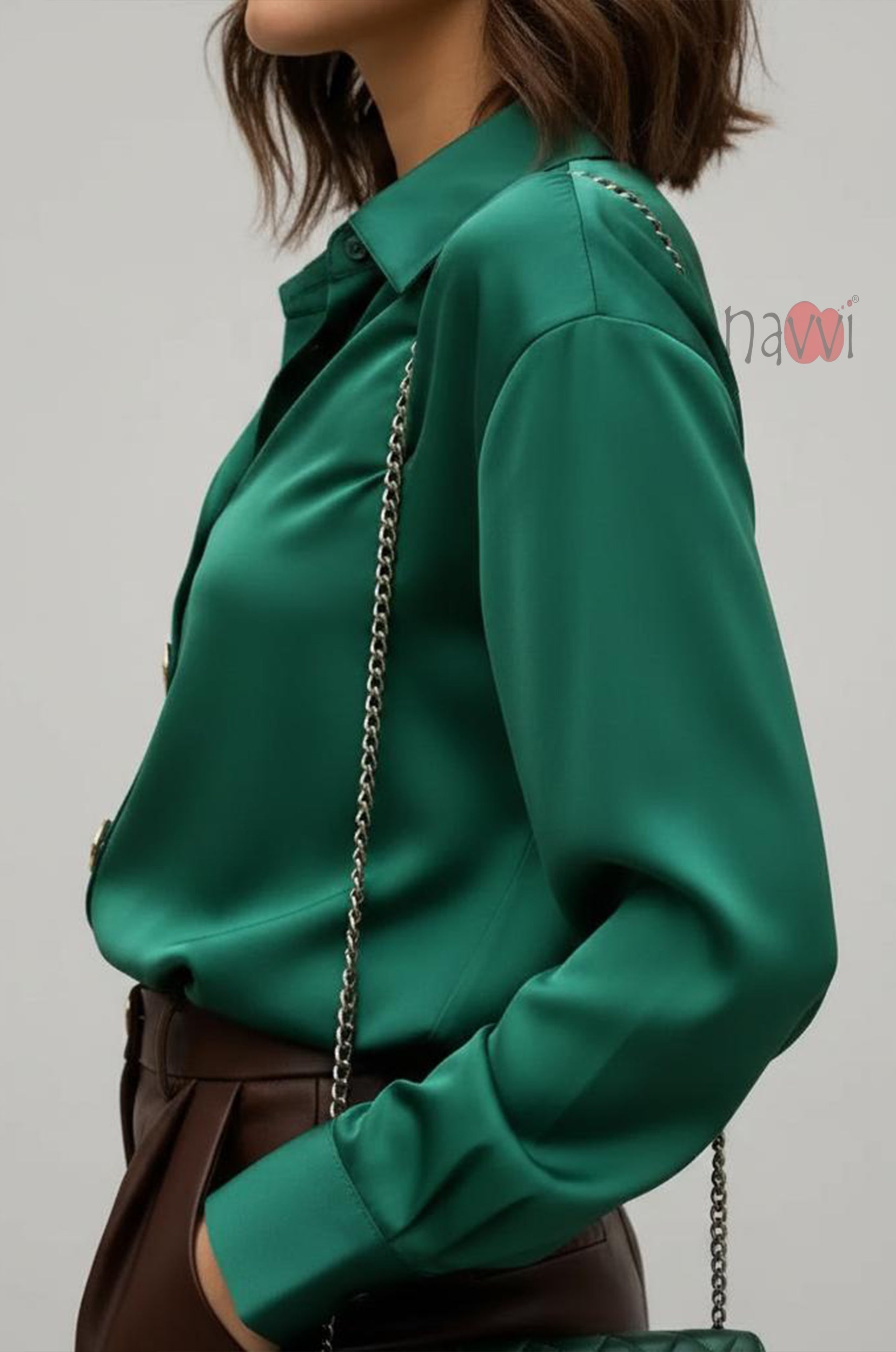 Satin Button Down Shirt