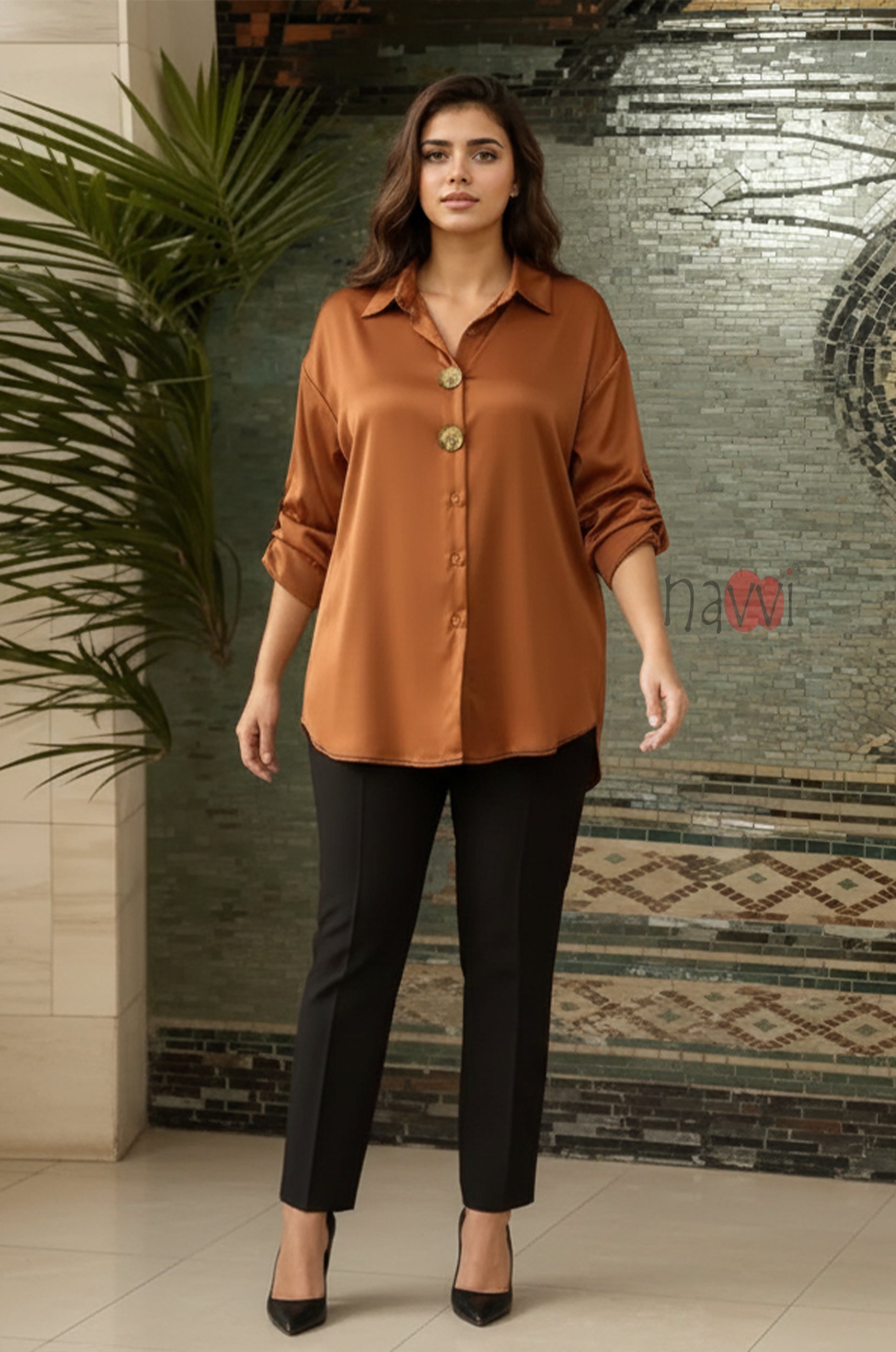 Satin Button Down Shirt