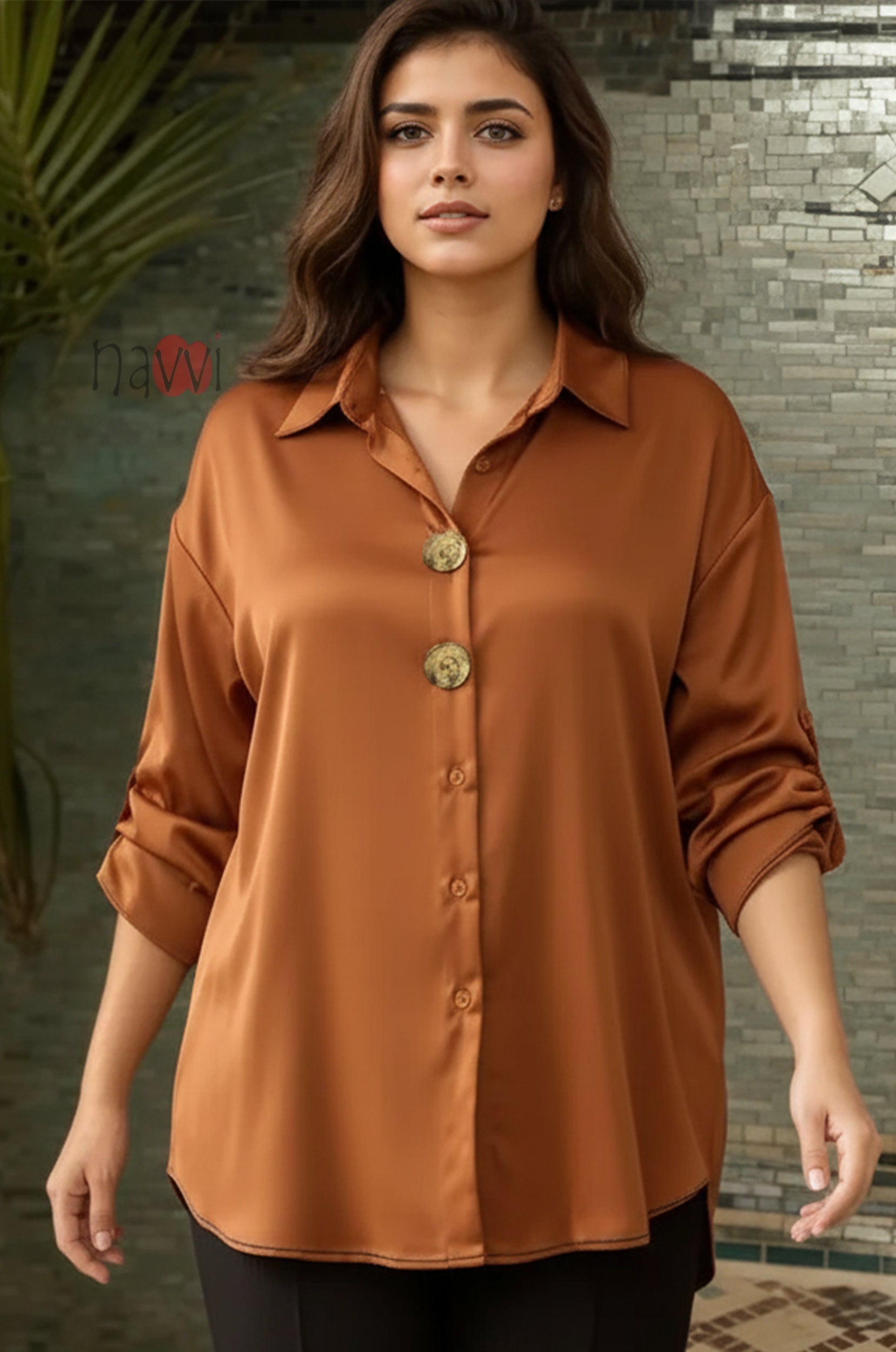 Satin Button Down Shirt