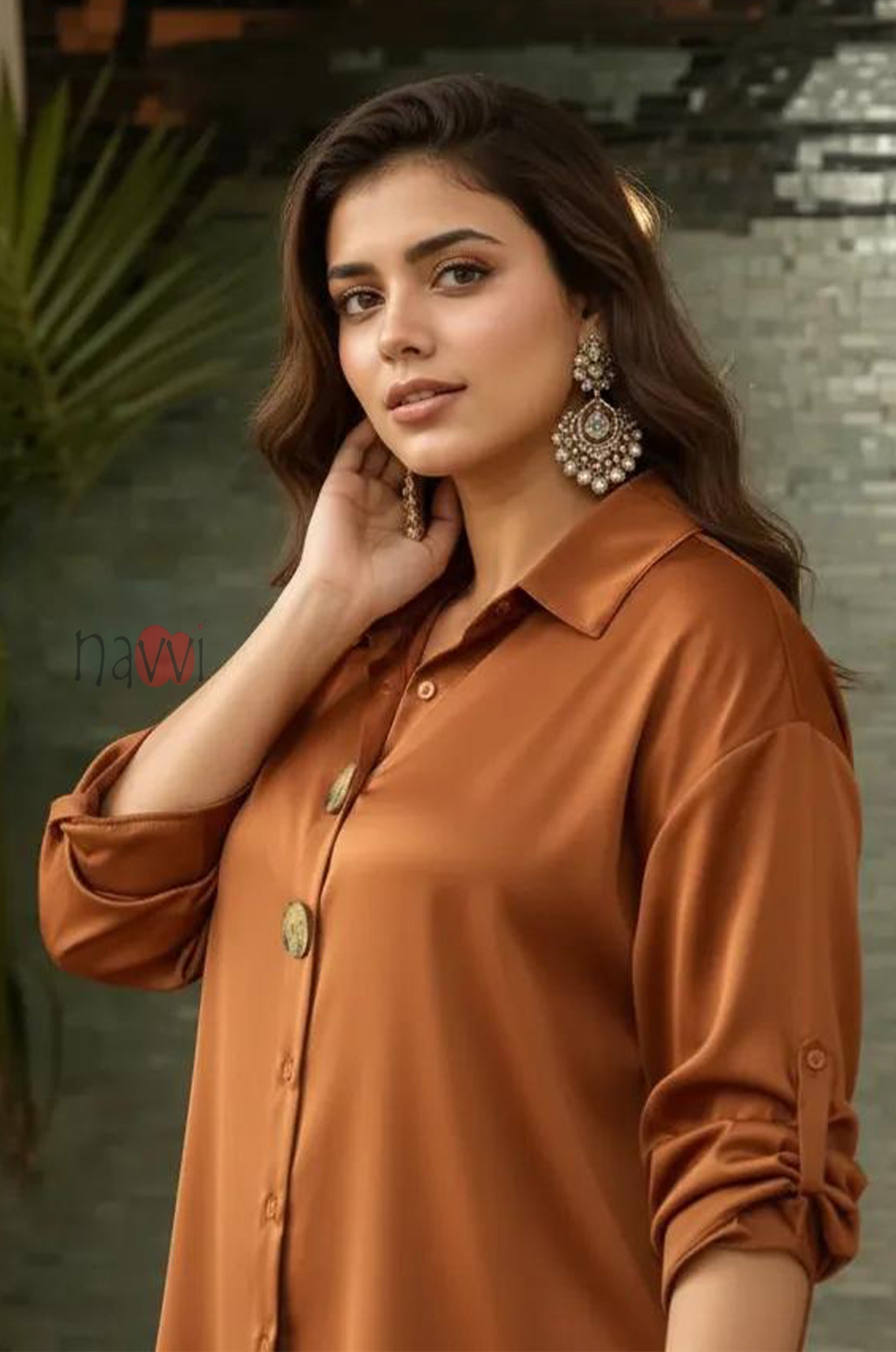 Satin Button Down Shirt