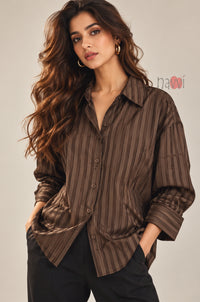 Mocha Vertical Lines Shirt